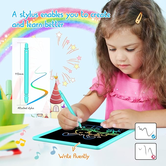 LCD Writing Tablet Doodle Board, Colorful Drawing Pad, Electronic Drawing Tablet, Drawing Pads,Travel Gifts for Kids Ages 3 4 5 6 7 8 Year Old Girls Boys (10.5 inch, Blue&Yellow)