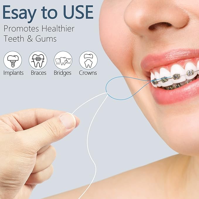 Floss Threaders, Deep Clean Dental Floss Threader for Braces, Bridges, and Implants 200PCS(4Pack),Blue