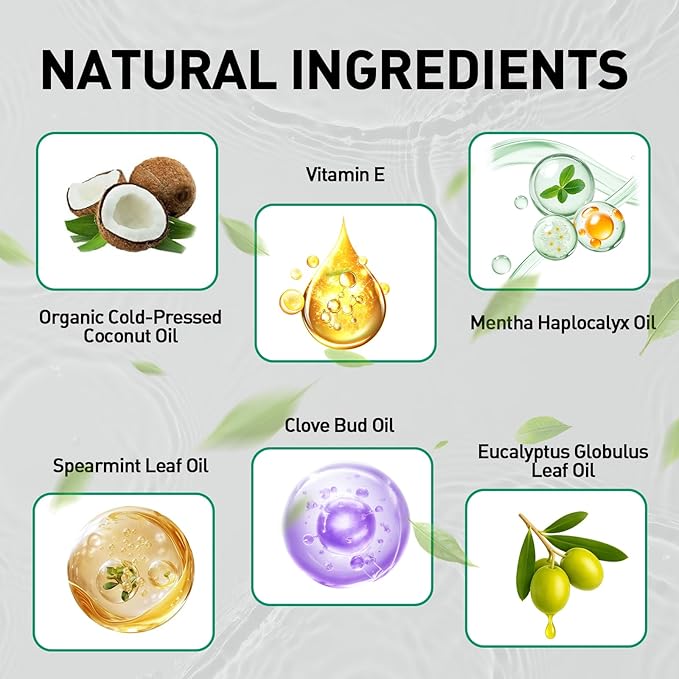 Spearmint Oil Pulling Rinse – with Organic Cold-Pressed Coconut Oil ＆ Mentha Haplocalyx Oil, Natural Mouthwash for Fresh Breath, Healthy Gums & Teeth Whitening, 8 fl oz (1)