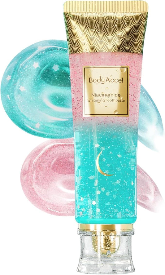 BodyAccel Niacinamide Toothpaste – Whitening & Fluoride-Free, Fresh Breath & Healthy Gums, Removes Surface Stains, Natural Peach Flavor (1 Pack)