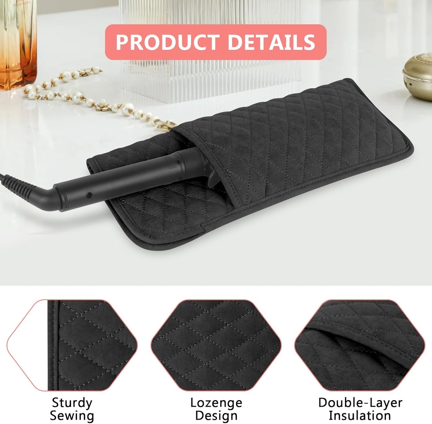 Heat Resistant Hair Tools Organizer Bag Portable Travel Storage Cover Case for Hair Straighteners, Curling Irons, Flat Irons and Hot Styling Tools(13.8" x 5.5")