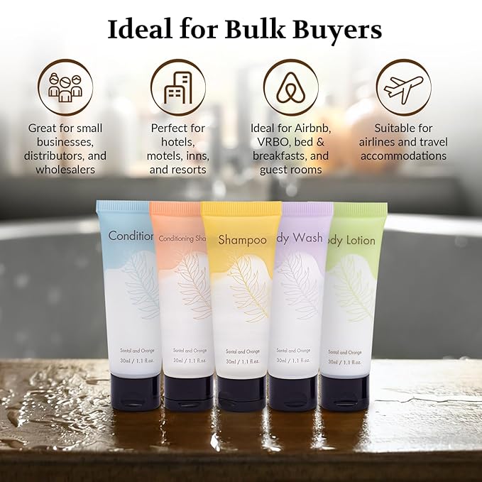 2 in 1 Shampoo and Conditioner Bulk Double Sealed Individually Wrapped Travel Size Shampoo & Conditioner 2in1 Set Hotel Supplies and Toiletries for Guest