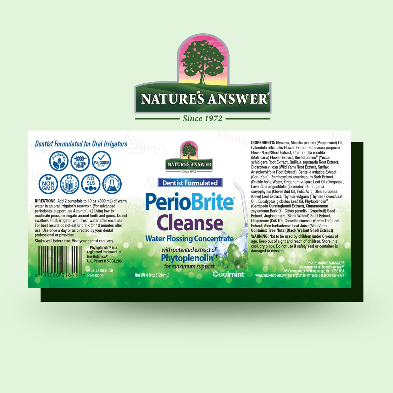 Nature's Answer PerioCleanse Oral Rinse and Oral Cleansing Concentrate | Cool Mint Flavor | Fluoride-Free, Alcohol Free, No Artificial Preservatives, Colors, Dyes, or Sweeteners 4oz