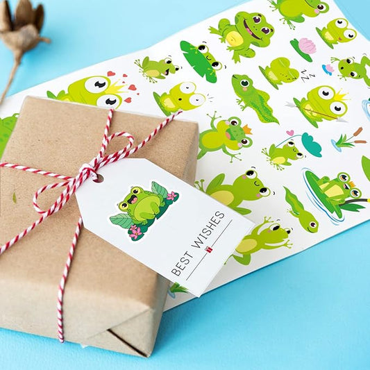 Frog Stickers Summer Spring Happy Honey Frog Decal Sticker 760 Counts Party Cute Gifts Goodie Bags Decor School Reward Birthday Party Favors Water Bottle Sticker Laptop Invitation Decor