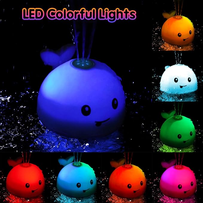 Gigilli Baby Bath Toys, Bath Toys for Kids Ages 1-3, 1 2 3 Year Boy Girl Gift Christmas Stocking Stuffers for Babies 6-12-18 Months Light Up Whale Bath Toy Sprinkler Toddler Birthday Bathtub Water Toy
