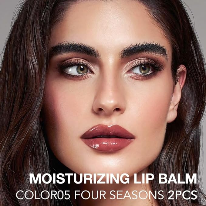 2Pcs Tinted Lip Balm Moisturizing Lipstick – Deep Rose Colored Bean Paste Sheer Hydrating Lip Color for Dry Lips – Nourishing Lip Balm for All Women with a Subtle Natural Scent (S05 & S05)