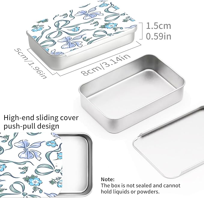 Portable Dental Floss Case, Refillable Cute Travel Floss Dispenser for Men & Women, Pocket Travel Floss Picks Case for Purse, Backpack, Bag Blue Floral Bows