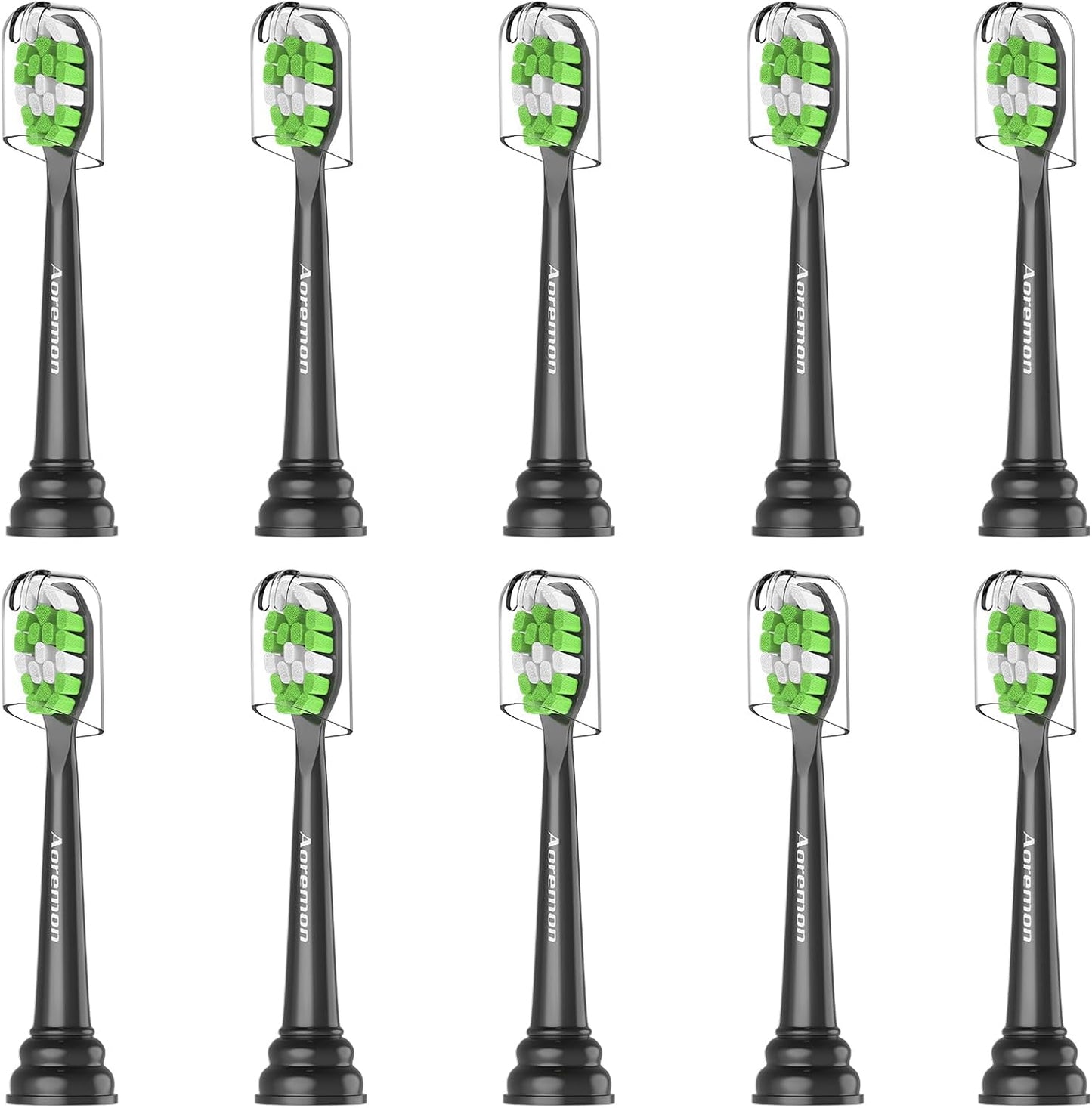 Aoremon Toothbrush Replacement Heads for Phillips Sonicare Replacement Brush Head Compatible with Most Philips Sonicare Click-on Electric Toothbrush, Black 10 Pcs