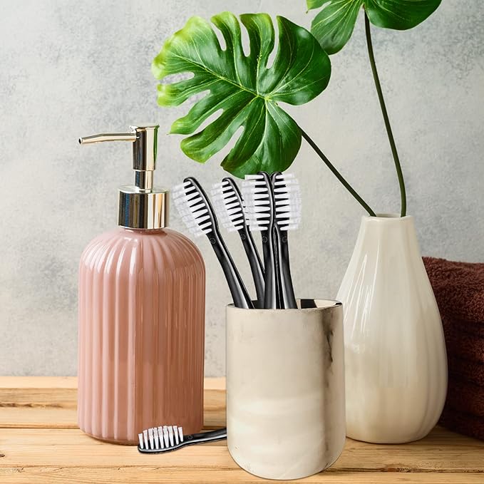 Tessco 1000 Pcs Disposable Toothbrushes Bulk Individually Wrapped Manual Soft Bristle Travel Toothbrushes Single Use Toothbrush for Homeless Hotel Toiletries Camping Office(Black)