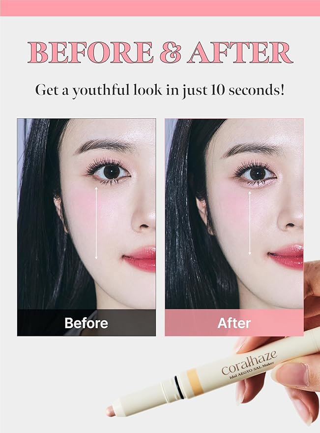 Idol AEGYO-SAL Maker 01 Champagne Beige, 2-in-1 Under-Eye Highlighter and Contour Liner for Bright, Voluminous Eyes, Long-Lasting, Smudge-Proof Shimmer Stick with Natural Glow, Korean Beauty