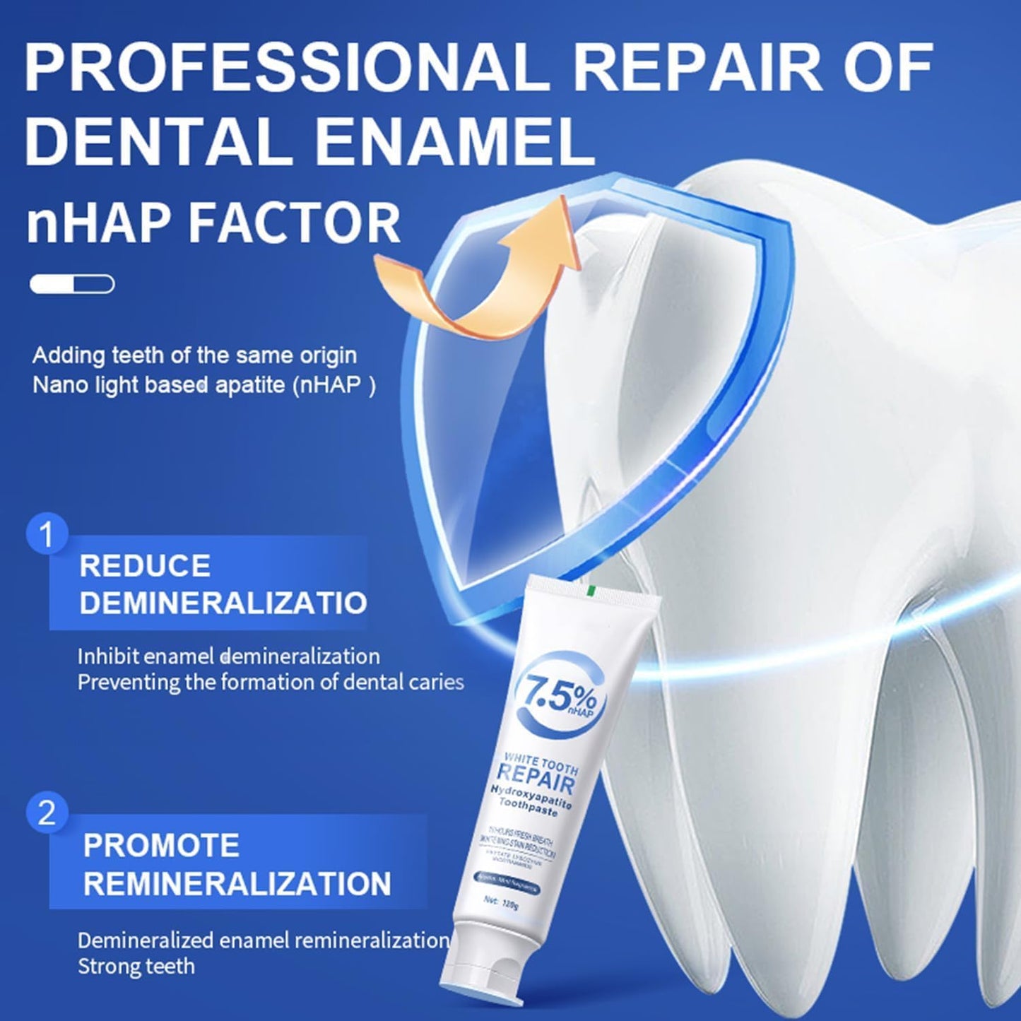 7.5% Hydroxyapatite Toothpaste for Enamel Protection, Fluoride-Free Formula with Gentle Mint, for Sensitive Teeth, Daily Protection, Long-Lasting Fresh Breath, 4.23 Oz (3)