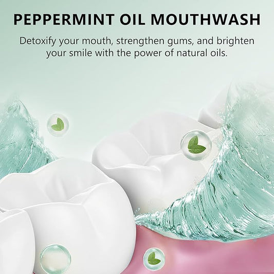 White Spearmint Oil Pulling Rinse, Cold-Pressed Coconut Mouthwash for Teeth Whitening, Peppermint Pulling Oil for Teeth and Gums, Pure Mint Mouthwash (4 Oz)