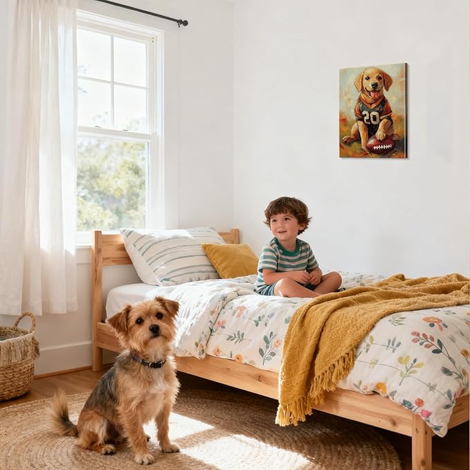 YOUHONG Animal Print Animal Wall Art Dog Poster with Inner Wooden Frame - Dog Pictures Lightweight & Easy to Hang, Sports Wall Art for Boys Bedroom & Living Room Decoration (12x15.7 Inches)