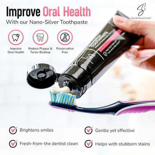 Colloidal Silver Toothpaste - Bubble Berry - Remineralize Tooth Enamel - SLS & Fluoride Free Cavity Protection - Gum Health - Bad Breathe - Gingivitis - Coral Calcium & Xylitol - 3.4oz - Pack of 2