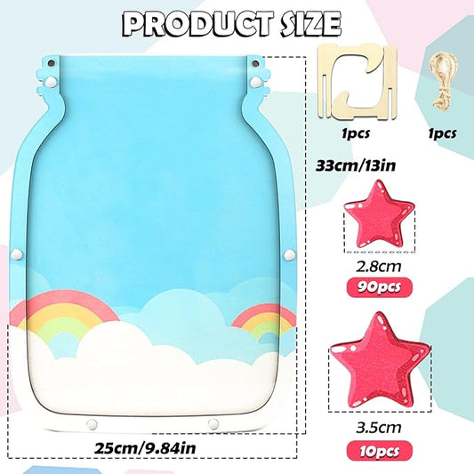 100pcs Reward Jar Classroom, Reward Jar for Kids, Star Jar Behavior Management Classroom Tools, Reward Jar for Good Behavior Home Classroom School Motivate(13 x 9.84") (Blue)