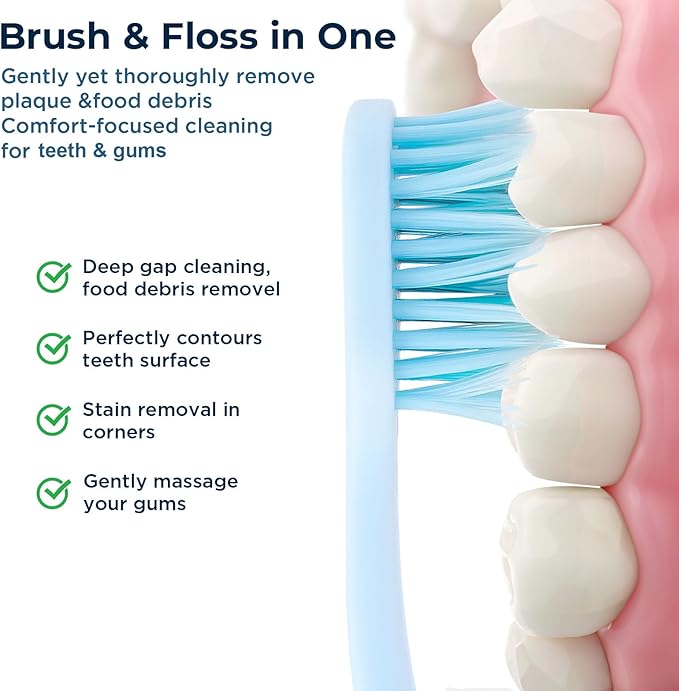 Night Cleanliness Triple-Layer Soft Bristle Toothbrush, 10000+ Flossing Bristles for Sensitive Gums& Food Debris Removal, Wide Slim Head Soft Toothbrushes for Adults, Pregnant, Elderly, Braces