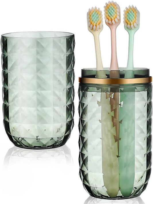 BESPORTBLE Travel Toothbrush Cup with Lid - Lightweight Toothbrush Holder and Mouthwash Cup for Travel Accessories Camping Business Trips Compact Storage Case