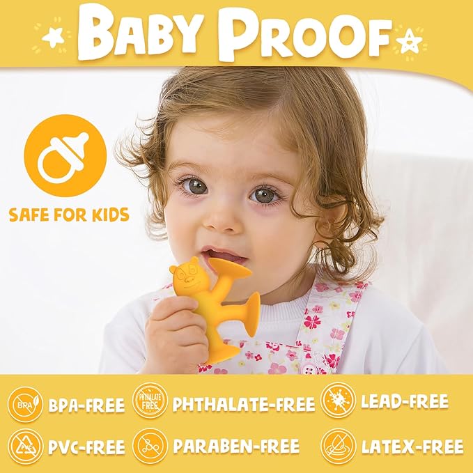 Suction Cup Toys for Toddlers 1-3, Guibola 6 PCS | No Hole Bath Toy for Baby Kids, Silicone | Suction Bath Toys | Sensory Window Building Toys for Boys Girls - Larger Size