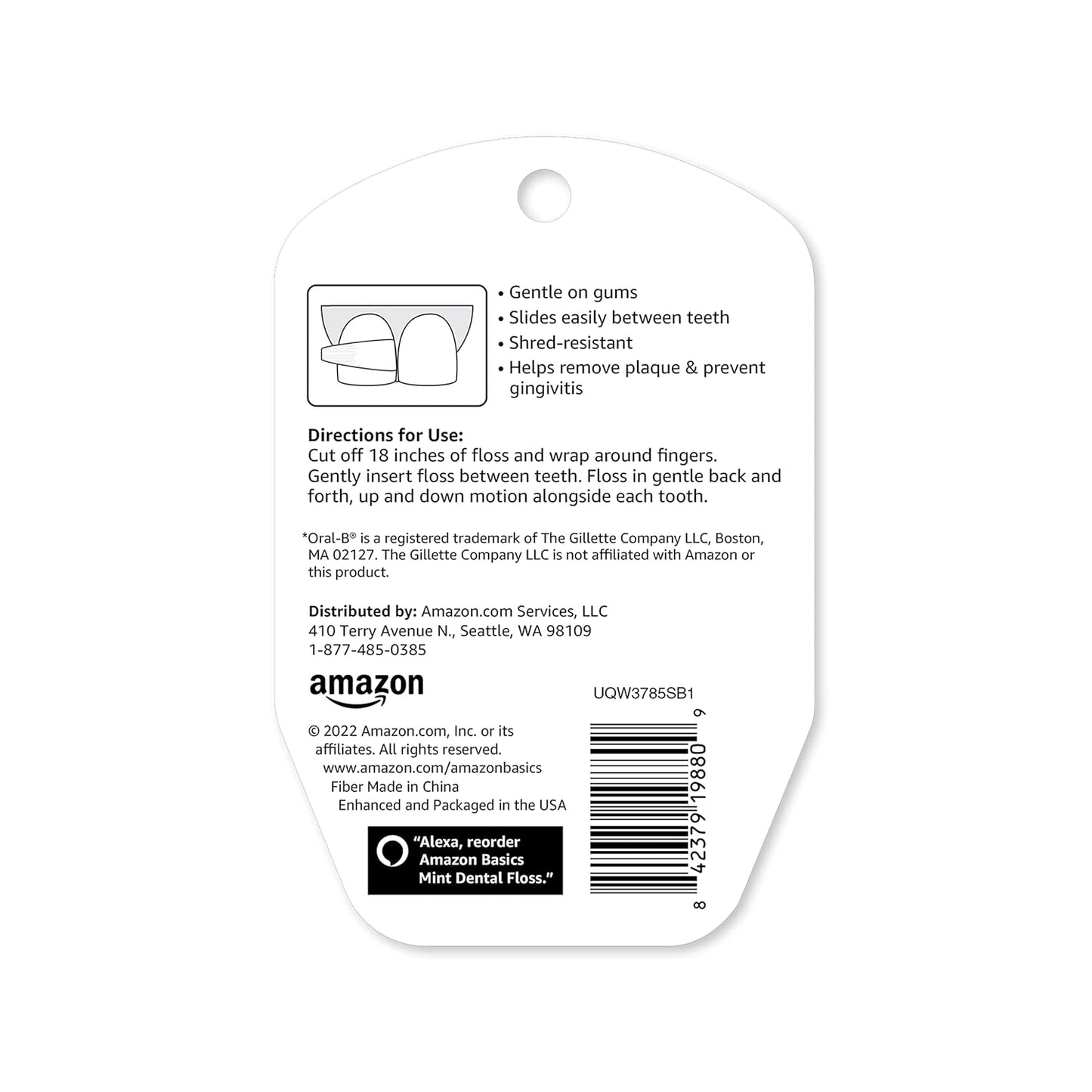 Amazon Basics Extra Comfort Mint Dental Floss, 40 m (Pack of 6)