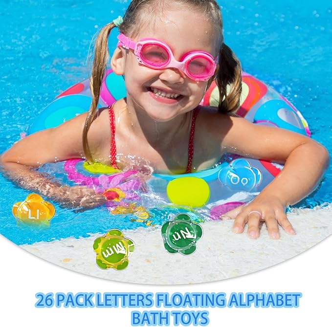Bath Letters - 26 Pieces Floating Alphabet Set, Waterproof Educational Toys | Fun Learning Tools for Kids, Pool Beach and Bathtub Play, Early Education Entertainment Supplies, 5.5x5cm