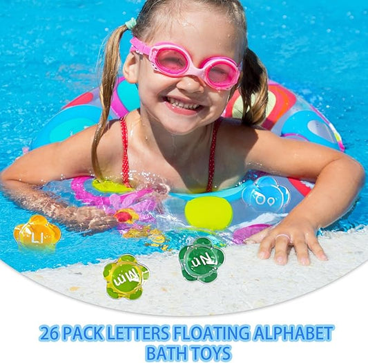 Bath Letters - 26 Pieces Floating Alphabet Set, Waterproof Educational Toys | Fun Learning Tools for Kids, Pool Beach and Bathtub Play, Early Education Entertainment Supplies, 5.5x5cm