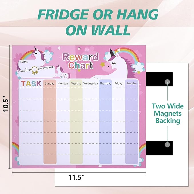 Behavior Chart for Kids - Reward Chart for Kids with 26 Reward Sheets, Magnetic Reward Chart for Kids with 1600 Star Stickers, 50 Motivational Stickers, Responsibility Chart for Kids, Behavior Chart