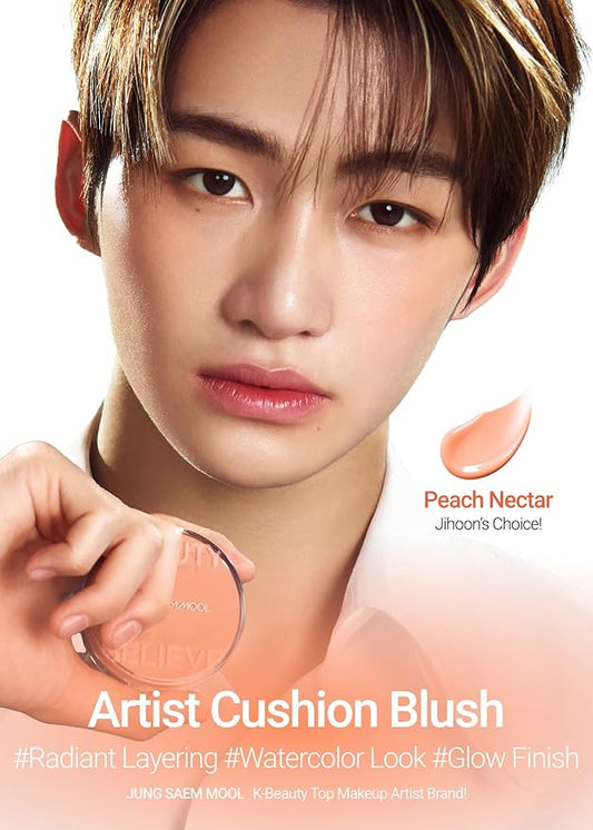 JUNGSAEMMOOL Artist Cushion Blush (Peach Nectar) | Easy to Blend, Lightweight, Hydrating Korean Makeup Cushion Blush for Dewy & Glowing Cheeks