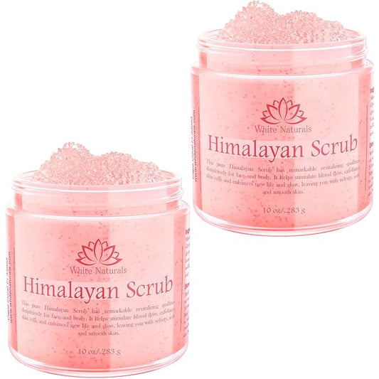 Pink Himalayan Salt Body Scrub (Pack of 2), Deep Cleansing & Moisturizing scrubber For Women, Exfoliating Scrub for Soft Skincare, Removes Dead Skin Cells, Natural Face, Foot, Hands Exfoliation