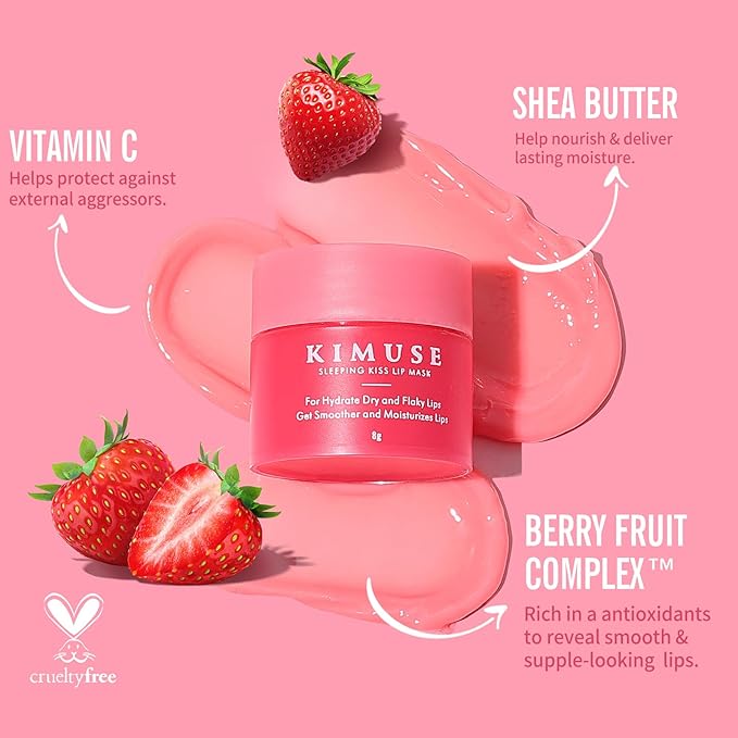 KIMUSE Lip Mask Set, 4PCS Lip Sleeping Mask Overnight Treatment Lip Care Products, Moisturize & Nourish, Cracked Dry Lips, Intense Hydration with Shea Butter (SET)