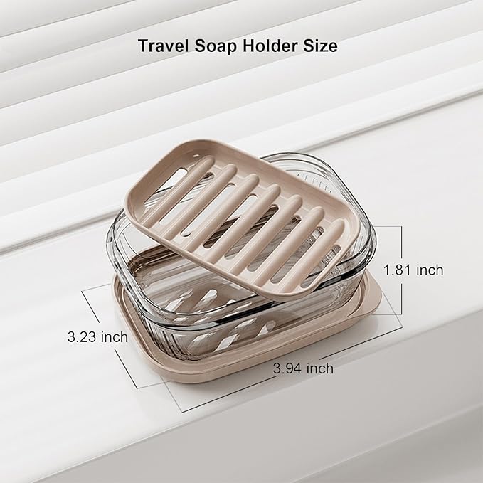 2Pcs Toothbrush Travel Case & Travel Soap Holder Dish Tray, Portable Clear Toothbrush Holders with Cover Leakproof Bar Soap Holder for Traveling School Camping Business Trip Bathroom