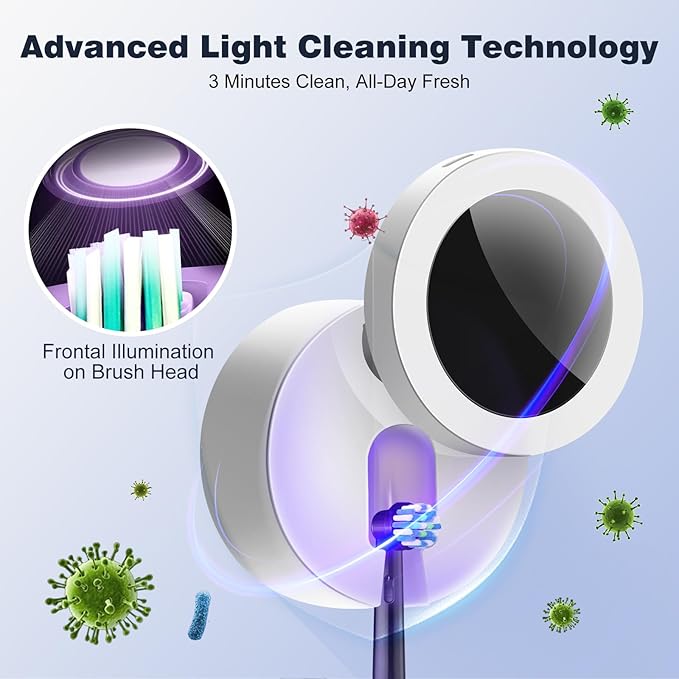IYE Wall Mounted Toothbrush Holder, Rechargeable Portable Personal Toothbrush Cleaner with Cover for Bathroom and Travel, Keeps Brushes Fresh and Clean
