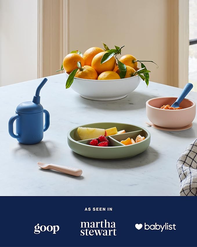 Lalo Little Cup 2-Pack, Non-Toxic Silicone Straw Cup with Handles - Baby and Toddler Sippy Cup - Mini Cup and Straw Training System, 4oz, Honey