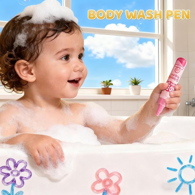 Bath Crayons, 30ml Washable Educational Fun Crayons for Kids, Shower Markers for Bathroom, Tile, Wall Art, Safe Playtime Drawing for Boys, Girls, and Creative Learning