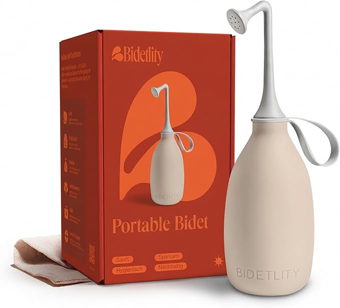 Butt & Intimate Shower 3.0 – Mobile Travel Bidet & Sustainable Intimate Shower, Replaces Wet Wipes, Saves Toilet Paper, Portable Handheld Bidet, Travel Bag Included, BPA-Free - Soft Sand