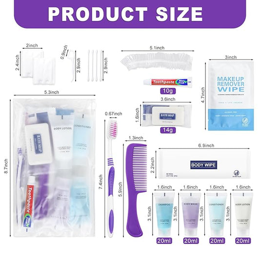 Pack of 10 Basic Toiletry Kits, Individually Packed, Personal Hygiene Kit Bulk Homeless Care Package Supplies, Travel Size Convenience Kits Suitable For Hotel, Home, Camping, Travel