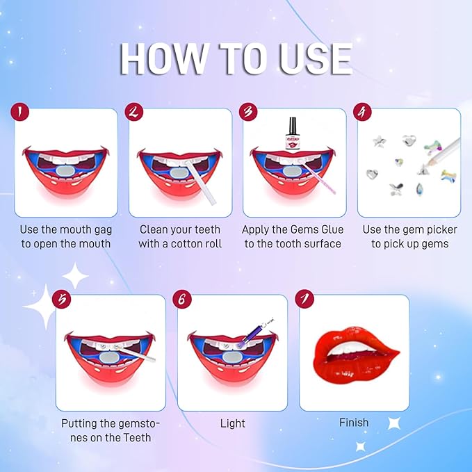Tpyag Tooth Gem Kit - Professional DIY Dental Jewelry Starter Kit with Sparkling Crystals, Self-Application Fashion Teeth Gems for Women & Men