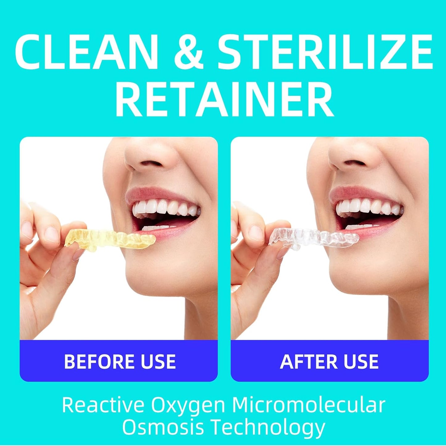 Retainer Cleaner Tablets,Denture Cleaning Tablets for Deep Remove Stains,Denture Cleaner Tablets 240 Tablets - Minty Fresh