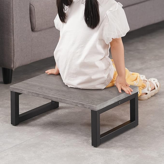 Snughome Wooden Step Stools for Adults Kids, Solid Portable Wooden Bedside Step Stool Adults Hold Up to 350 lb, One Step Foot Stool for Kitchen, Bedroom, Living Room, Bathroom - Self-Assembly(Grey)