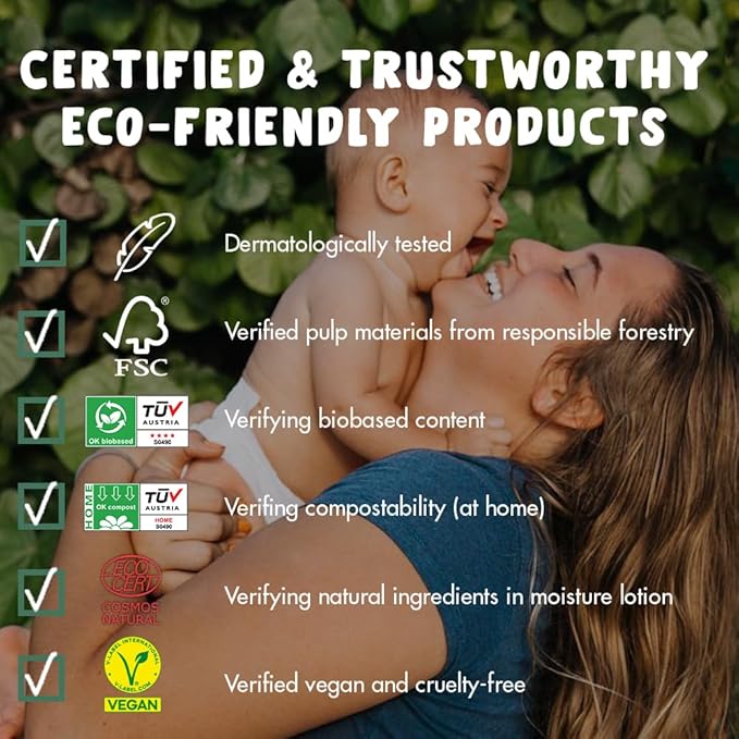 Eco by Naty Baby Wipes Unscented - 100% Compostable and Plant-Based Wipes, Good for Babies and Newborn Sensitive Skin (672 Count - 12 packs of 56)