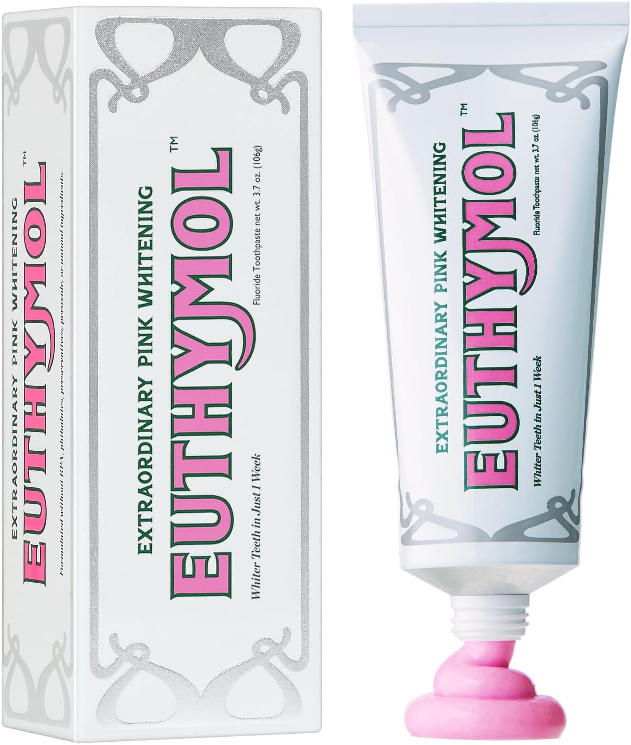 EUTHYMOL Whitening Toothpaste (3.7fl oz) - Stain Removal in 2 Weeks, Long-Lasting Freshness for Sensitive Gum & Teeth. Bad Breath, Cavity Prevention. Recyclable Aluminum Tube