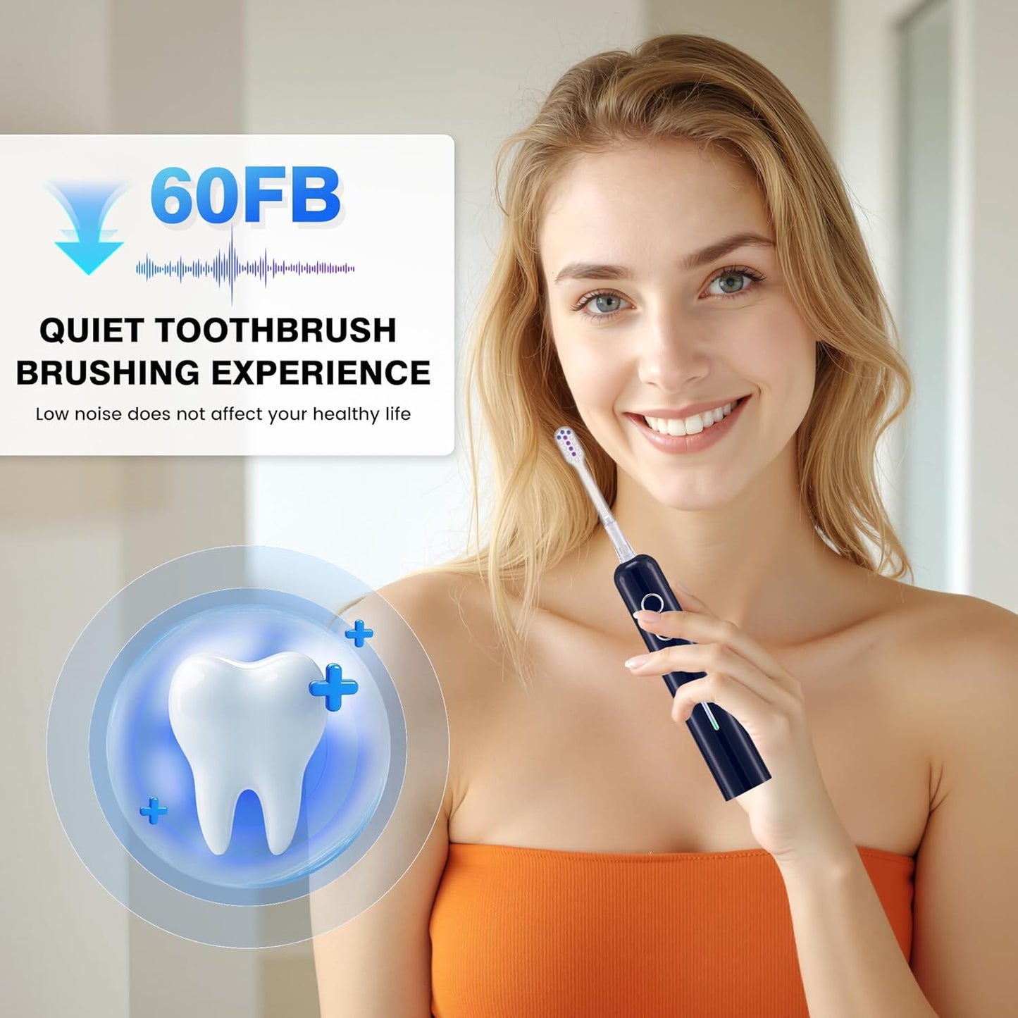 Electric Toothbrush for Adults Sonic Vibration Deep Mouth Cleaning Teeth Whitening Free 4 Toothbrush Heads Super Soft Bristles 3 Modes 90 Days Lifespan IPX7 Waterproof (Color Available)