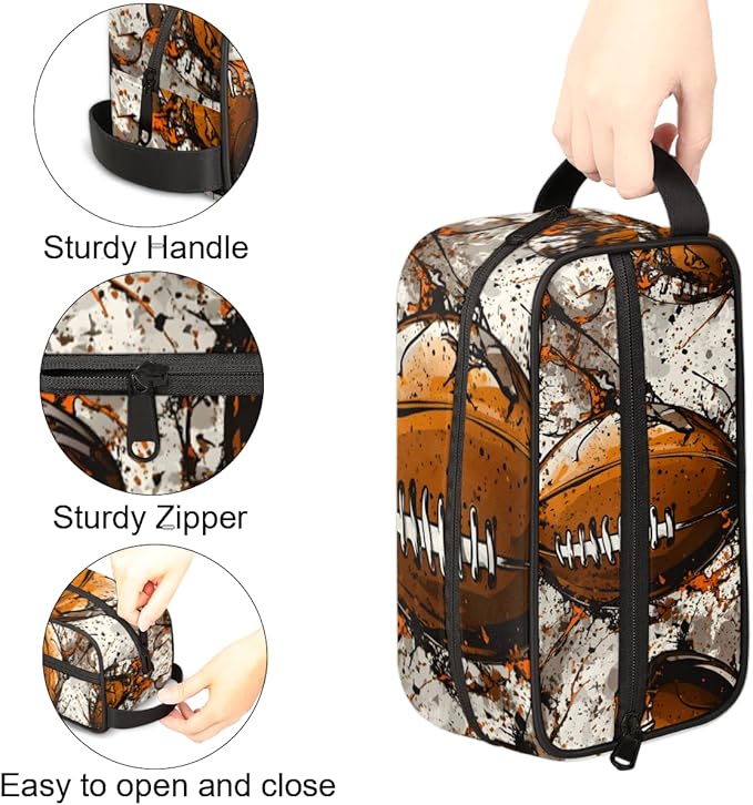 Rugby Football Sport Boys Travel Toiletry Bag Waterproof Wash Bag Shower Shaving Bag Cosmetic Organizer Makeup Bag Portable Toiletries Accessories for Women Men