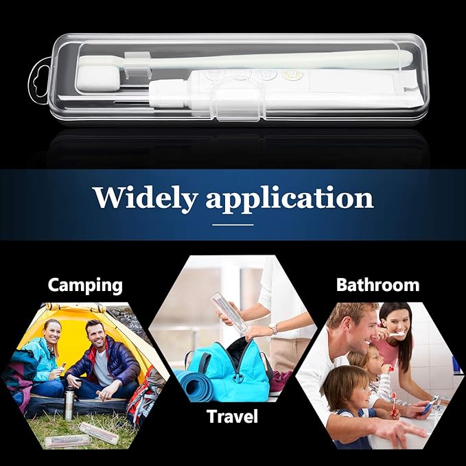 Patelai 2 Pack Travel Size Toothbrush Case Holder Portable Clear Toothbrush and Toothpaste Storage Container Hard Plastic Transparent Carrying Box for Traveling