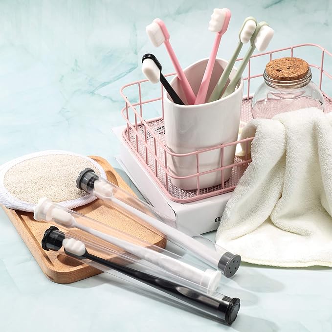 Patelai 16 Pieces Extra Soft Toothbrush Micro-Nano Toothbrush with 20000 Floss Bristles Manual Toothbrushes for Sensitive Teeth Pregnant Women Elderly Children, 2 Styles