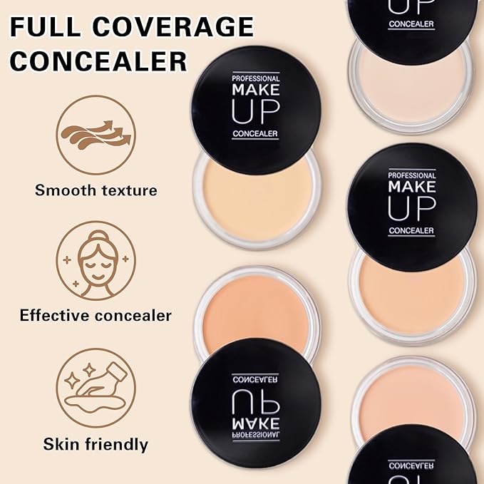 Under Eye Concealer for Dark Circles with Primer,Tattoo Cover up Makeup,Waterproof Color Correcting Concealer Makeup,Nourishing and Moisturizing,Cruelty-free（02 Light Cream）