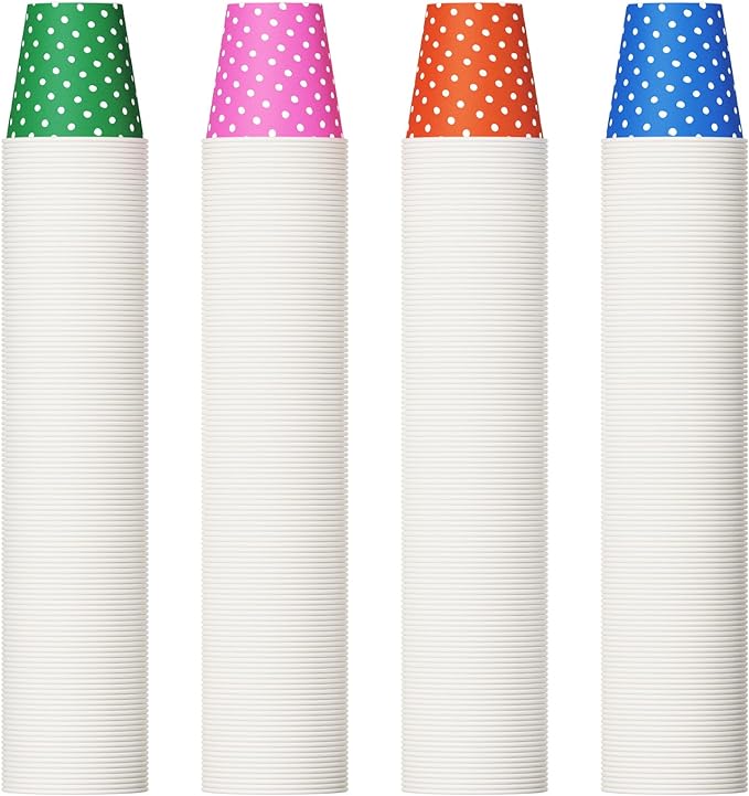 600 Pack 3 oz Paper Cups for Bathroom, Small Mouthwash Cups, Disposable Mini Bathroom Cups, Cold Beverage Drinking Cup for Water Coolers, Party, Home and Office(Dots)