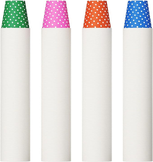 600 Pack 3 oz Paper Cups for Bathroom, Small Mouthwash Cups, Disposable Mini Bathroom Cups, Cold Beverage Drinking Cup for Water Coolers, Party, Home and Office(Dots)