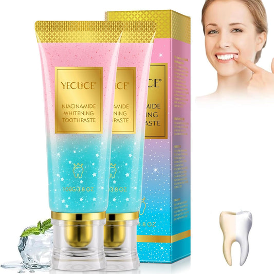 Niacinamide Whitening Toothpaste 2-Pack | Fresh Breath Toothpaste | Stain Removal & Enamel Safe | Fresh Breath Formula with Activated Charcoal |for Coffee/Smokers