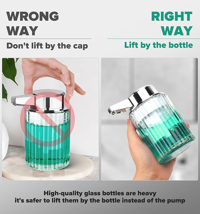 Automatic Soap Dispenser Foam for Bathroom: 8 OZ Glass Touchless Clear Auto Foaming Soap Dispenser for Kitchen - Hand Dish Lotion Home Countertop Kids - Family Couple