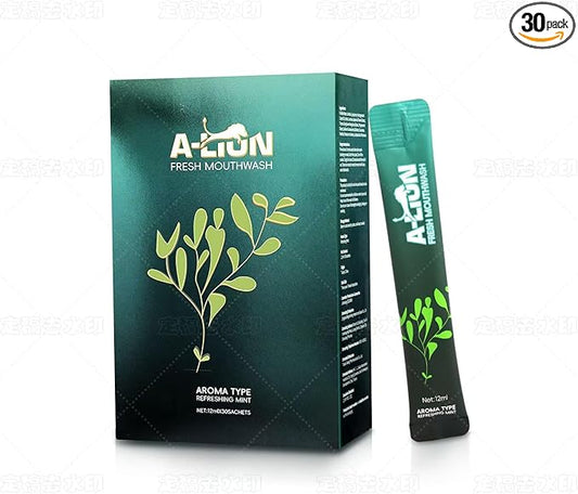 A-LTON Fresh Mouthwash Travel Packets, 30 Single-Use Pouches, Mint Flavor, Alcohol-Free, 24-Hour Fresh Breath (2)